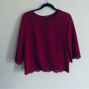 SHEIN Women's Maroon Red Quarter Sleeve Shirt Blouse Top Size Medium